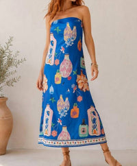 Shop Sevenday - Printed Strapless Maxi Dress