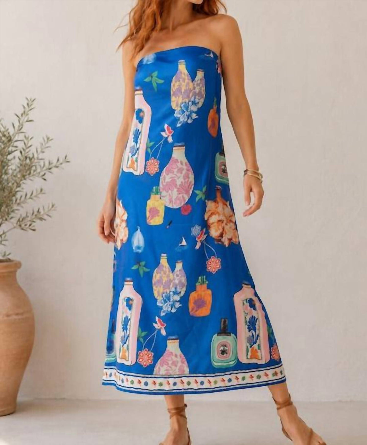 Shop Sevenday - Printed Strapless Maxi Dress