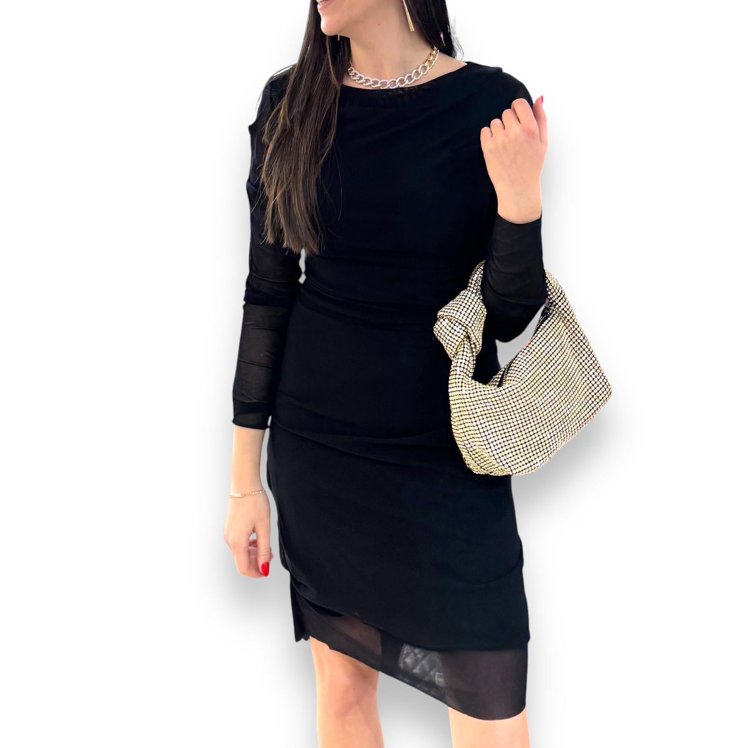 Petit Pois By Viviana G - Lined Uneven Mesh Pleated Dress