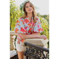 Thml - Striped Floral Puff Sleeve Top