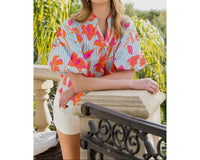 Thml - Striped Floral Puff Sleeve Top