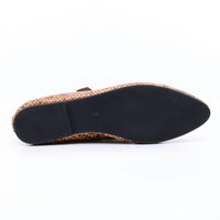 INTENTIONALLY BLANK Women's Valley Snake Embossed Leather Ballet Flats in brown - women's flats - detail view