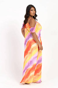 Fashion Szn Curve - Cold Shoulder Marble Print Maxi Dress - Plus