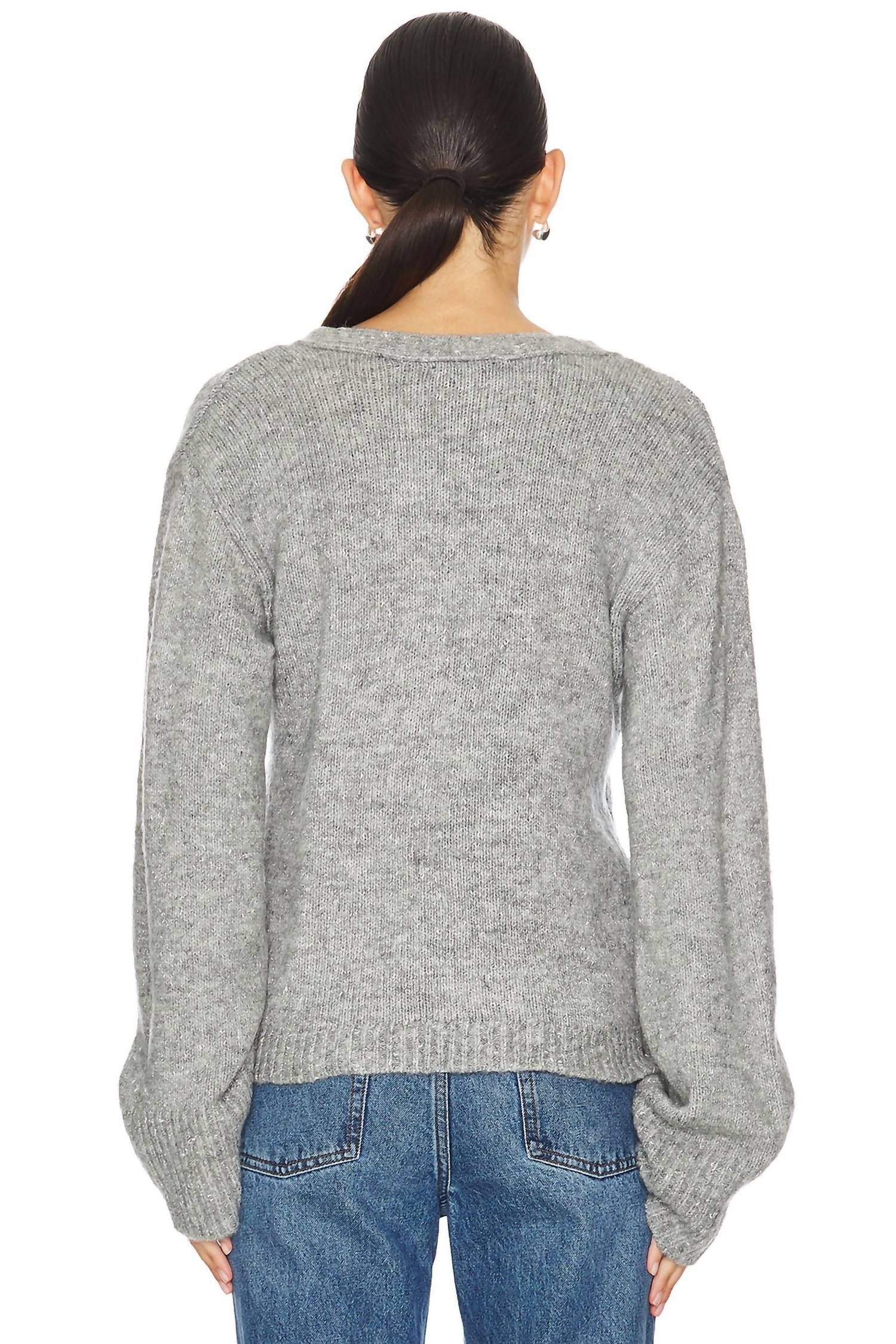 STEVE MADDEN Odelia Cardigan Sweater in heather grey - women's cardigan - alternate view