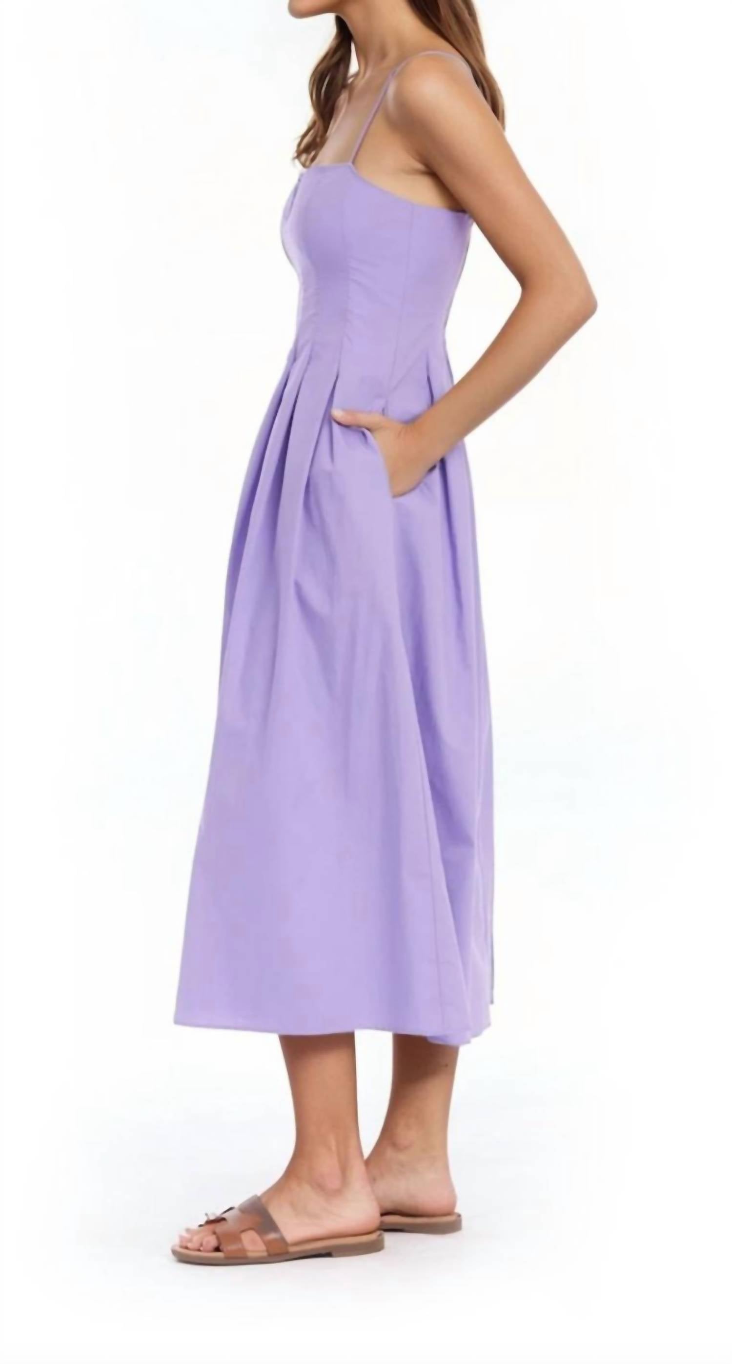 Jewel Badgley Mischka Hallie Pleated Cotton Day Dress in raindrops - women's dress - detail view