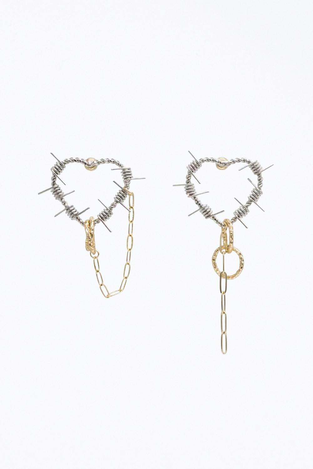 INFINITY HEART MIXED METAL MISMATCHED EARRINGS