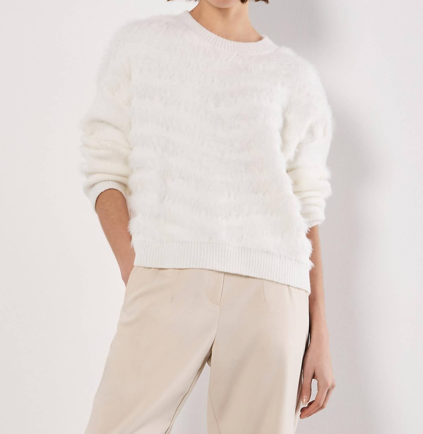 Apricot - Fluffy Stripe Jumper Sweater