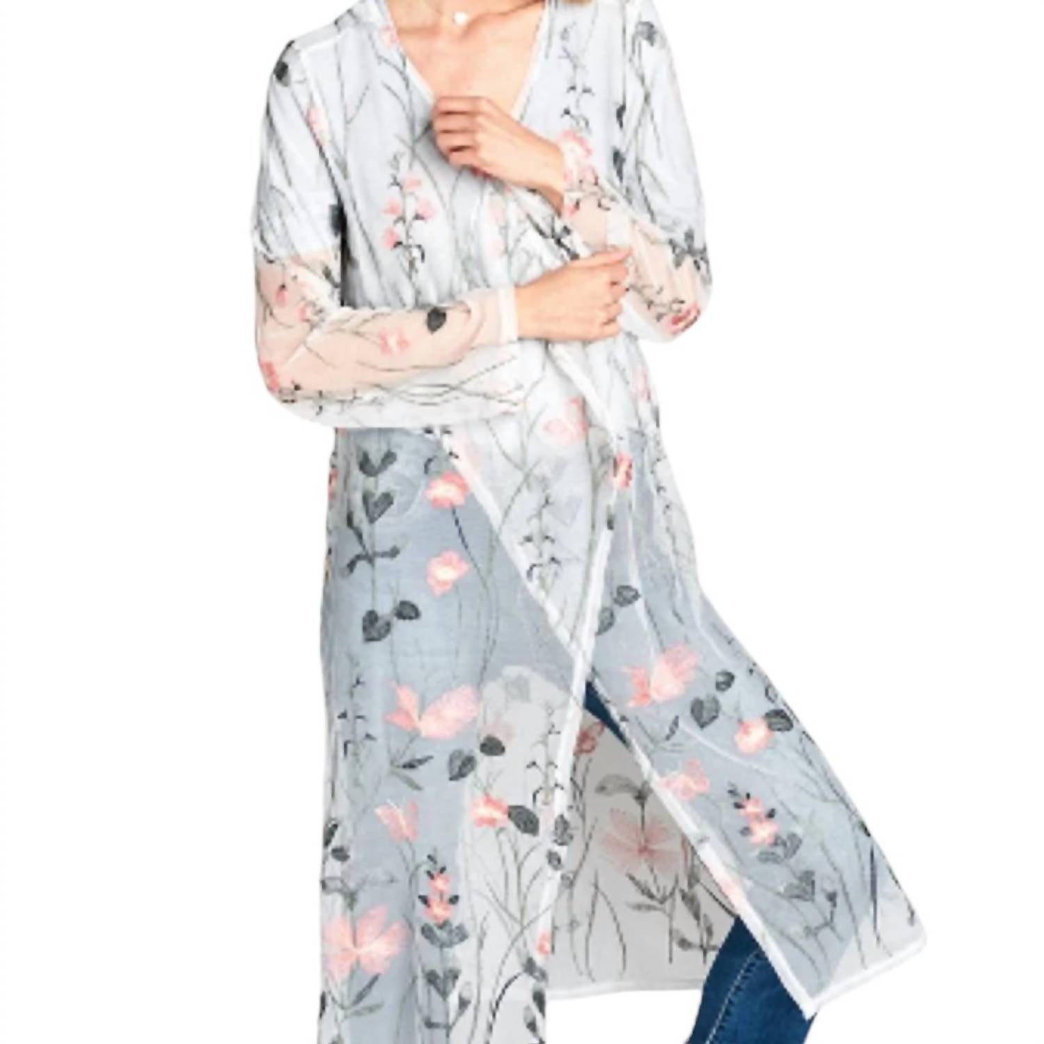 Hummingbird - Sheer Mesh Floral & Vine Embroidery Cardigan