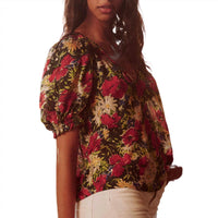 THE GREAT. Women's The Ponder Top in hidden garden floral - women's blouse - view 4