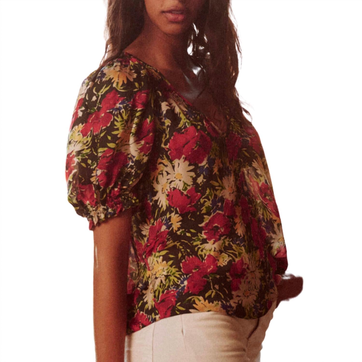 THE GREAT. Women's The Ponder Top in hidden garden floral - women's blouse - view 4