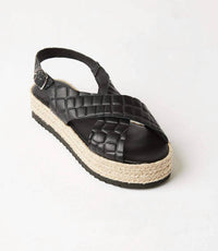 Christina Christi Women's Leather Espadrille Sandals in black - women's sandal