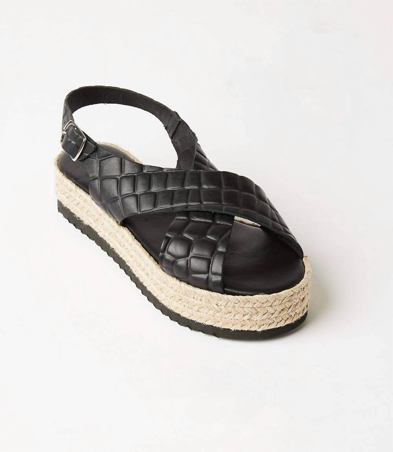 Christina Christi Women's Leather Espadrille Sandals in black - women's sandal