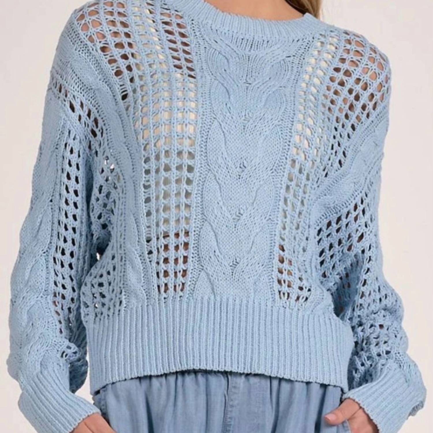 Elan - Open Knit Crewneck Sweater