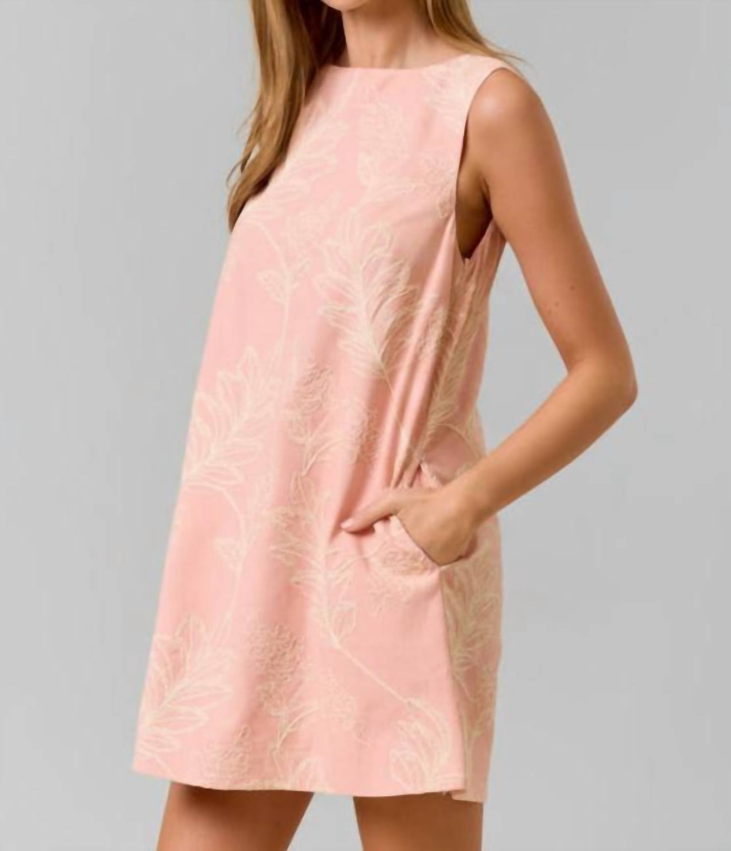 lalavon Monica Embroidery Sleeveless Dress in pink ivory - women's dress - view 5