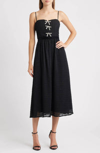 Moon River - Spaghetti Strap Pleated Chiffon Midi Dress