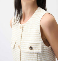 Joseph Ribkoff Bouclé Fitted Vest With Buttons in cream - women's blouse - view 4