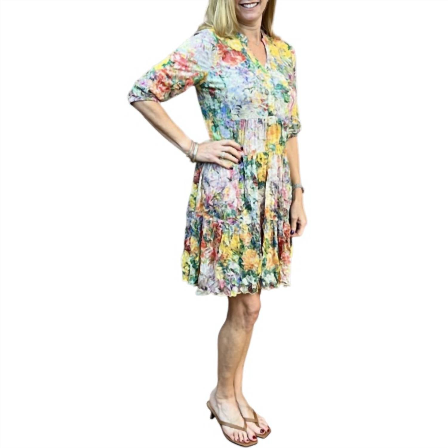 Shana Apparel - 3/4 Sleeve Tier Crinkle Dress