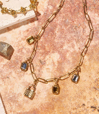 farrah b JEWELRY Women's Locked In Light Charm Necklace in light charm necklace in gold - women's jewelry - view 4