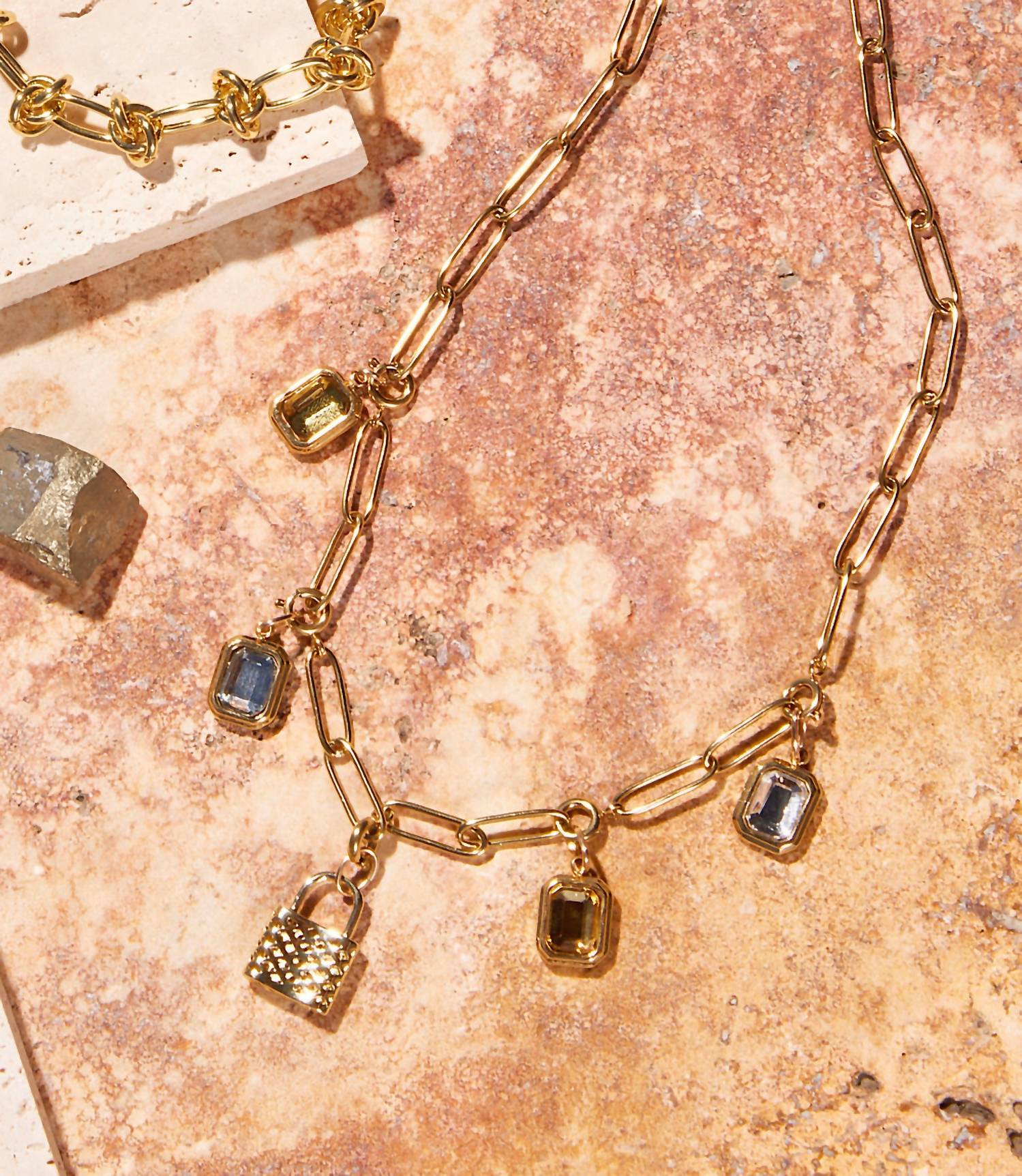farrah b JEWELRY Women's Locked In Light Charm Necklace in light charm necklace in gold - women's jewelry - view 4