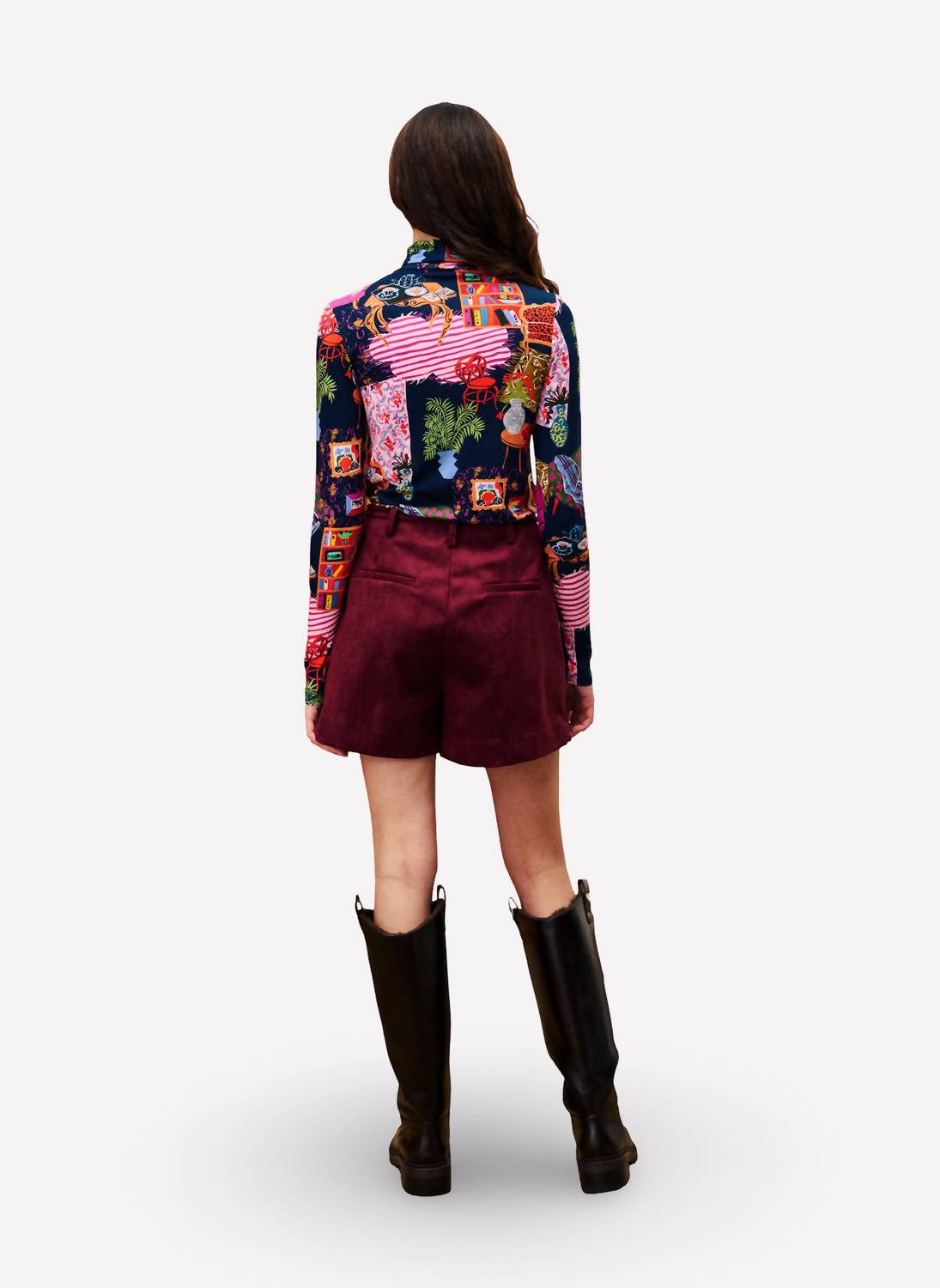 FRNCH Ginette Shorts in burgundy - women's shorts - alternate view