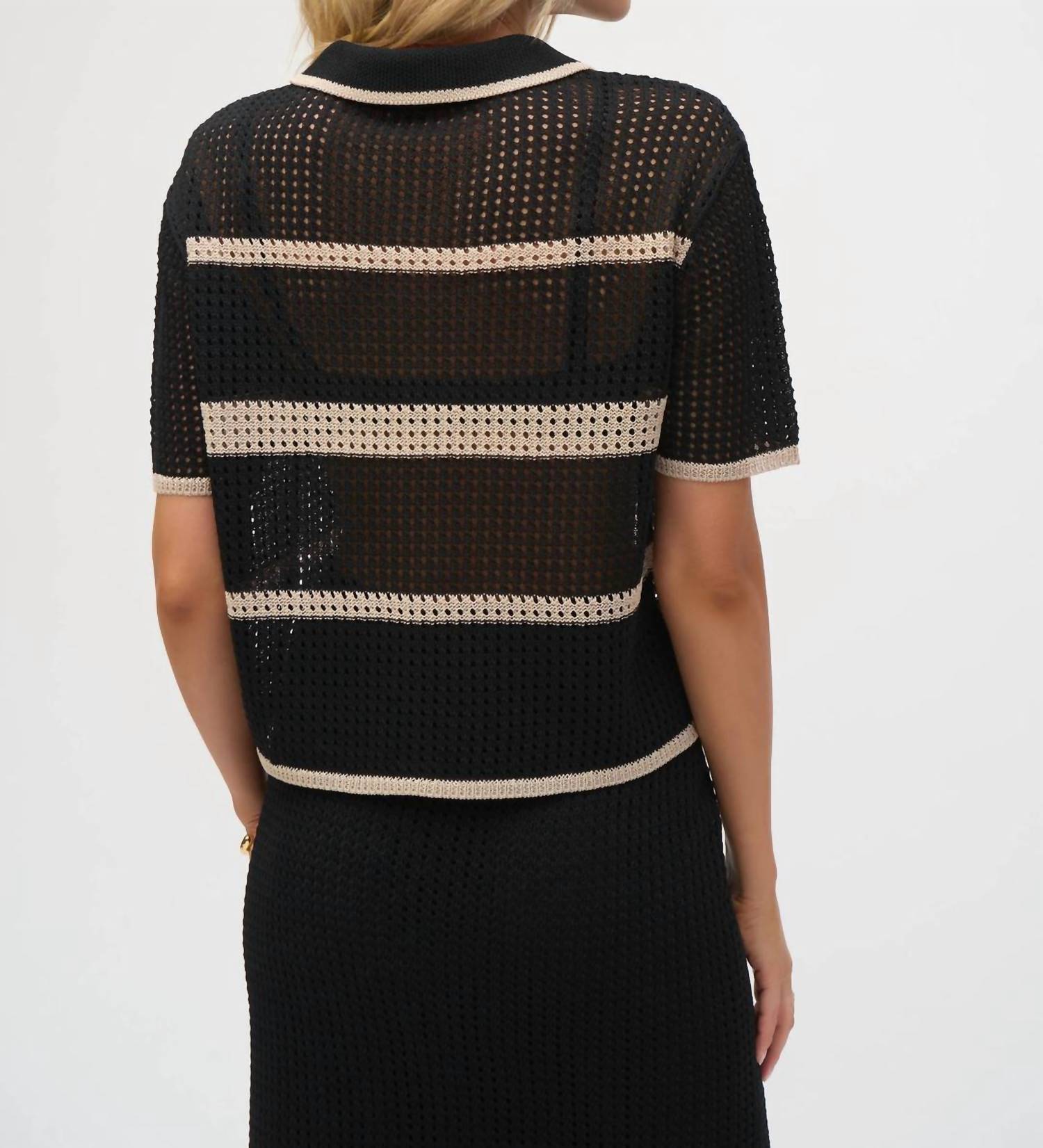 Joseph Ribkoff - Open Stitch Stripe Cover Up Top