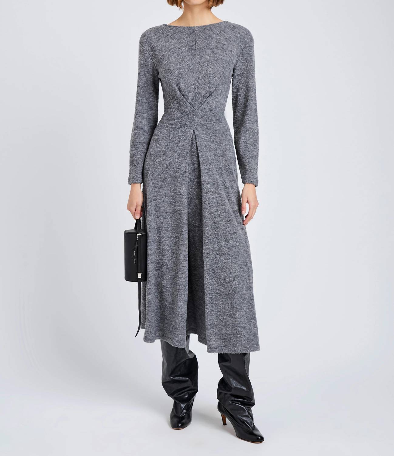 Proenza Schouler White Label Sai Wool Jersey Midi Dress in grey melange - women's dress - view 4
