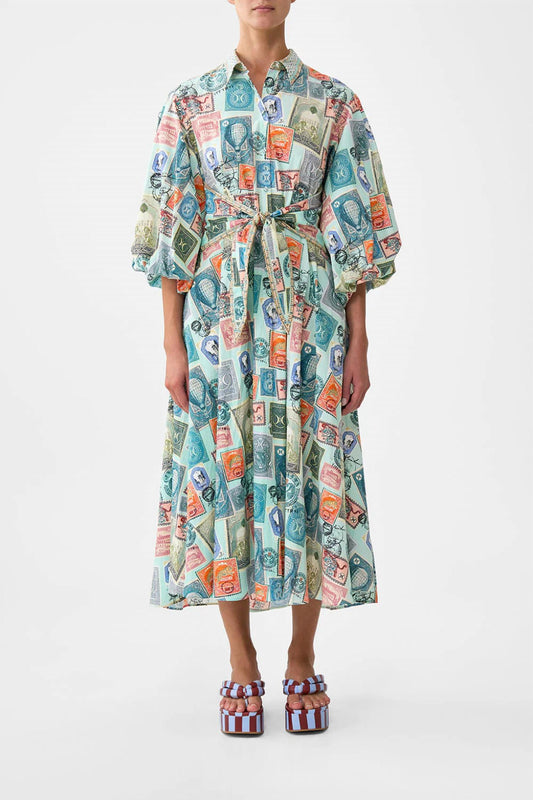 Camilla - Women's Waist Tie Shirt Dress