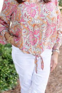 Charlie B - Women's Paisley Printed Long Sleeve Top