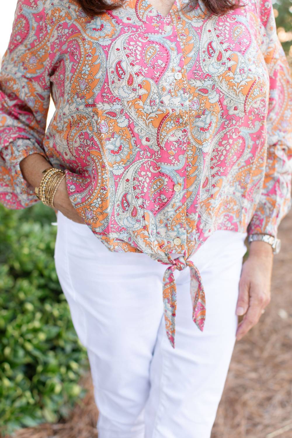 Charlie B - Women's Paisley Printed Long Sleeve Top