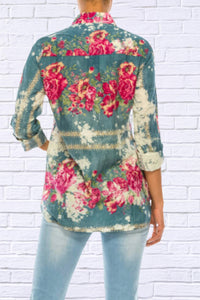 Vintage Goa - Floral Printed Shirt With Embroidery