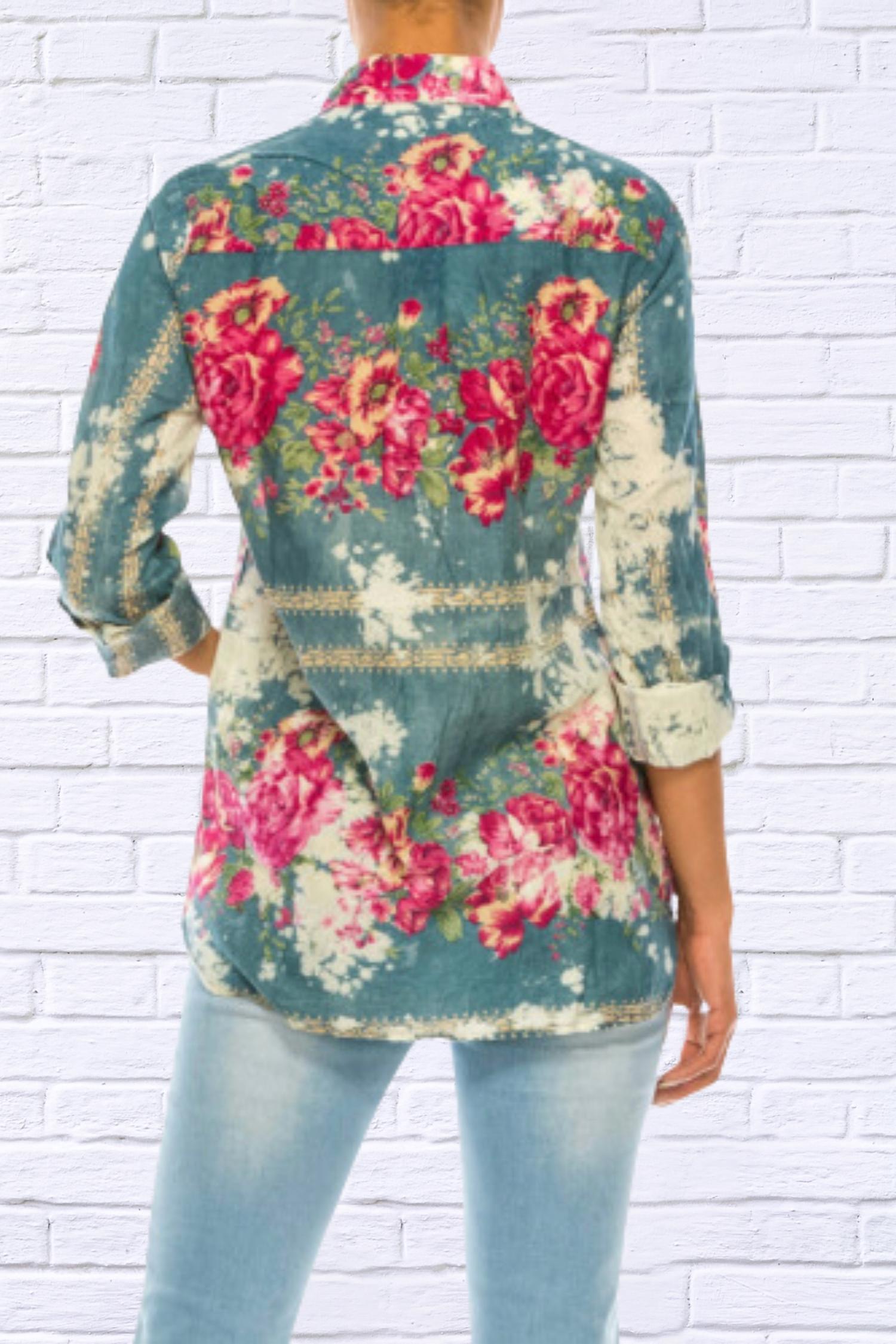 Vintage Goa - Floral Printed Shirt With Embroidery