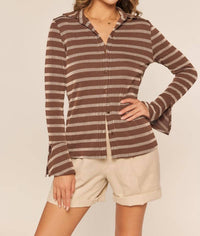 Kylie Paige Frankie Top in striped - women's long sleeve top