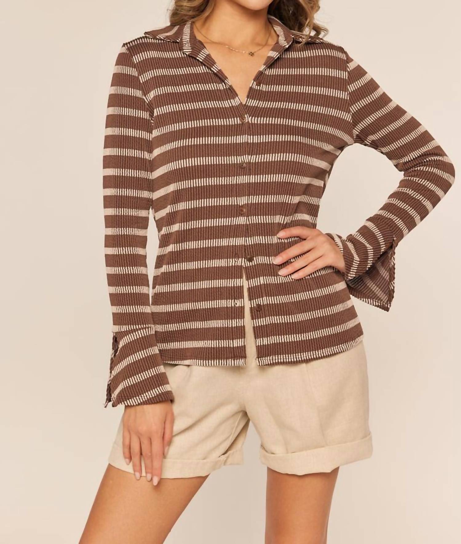 Kylie Paige Frankie Top in striped - women's long sleeve top