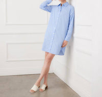 Karen Kane - Stripe Roll-Tab Embellished Shirtdress