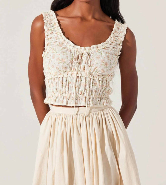 Astr - Kissel Floral Eyelet Cropped Top