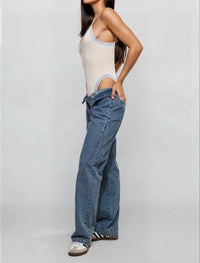 Pretty Garbage Cloud Kiss Ribbed Bodysuit in cream - women's shirt - view 4