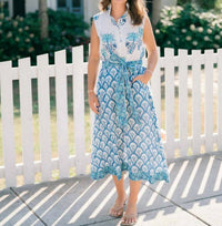 VICTORIA DUNN Folly Midi Dress in coastal palm - women's dress