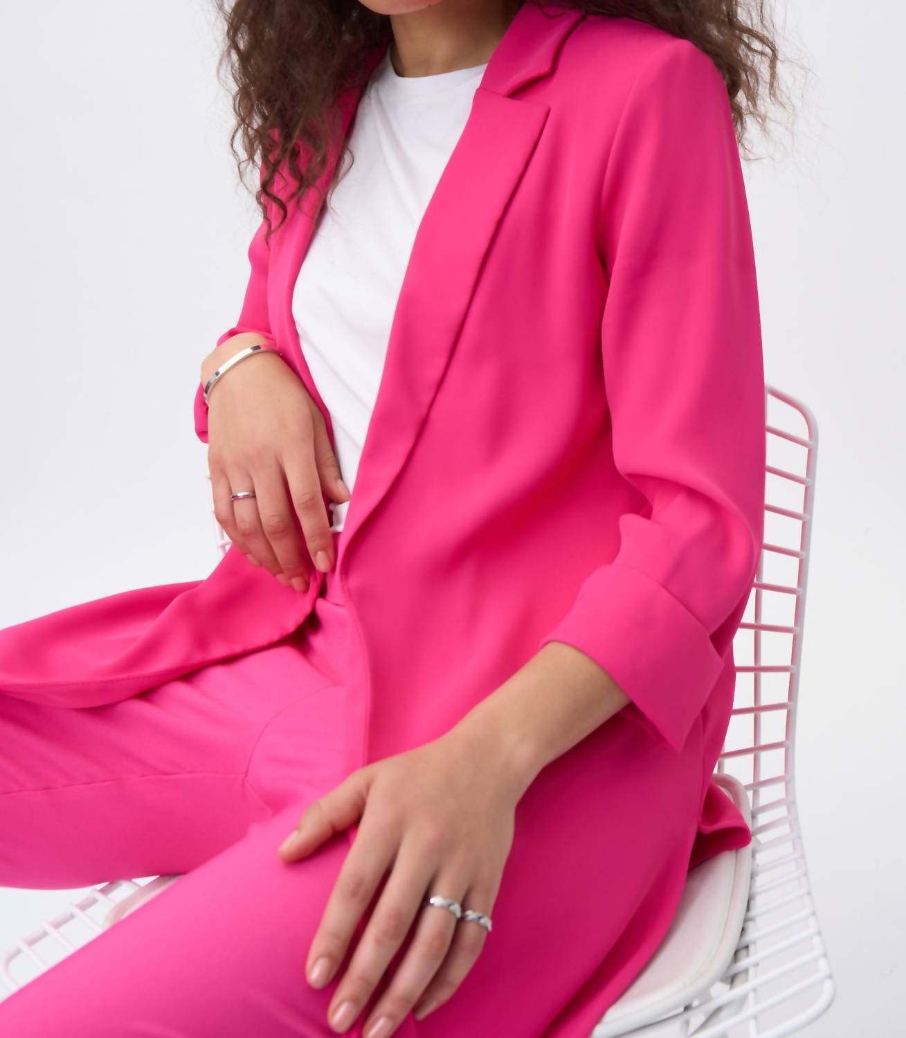 Joseph Ribkoff Danielle Dazzle Longline Blazer in pink - women's jacket - view 5