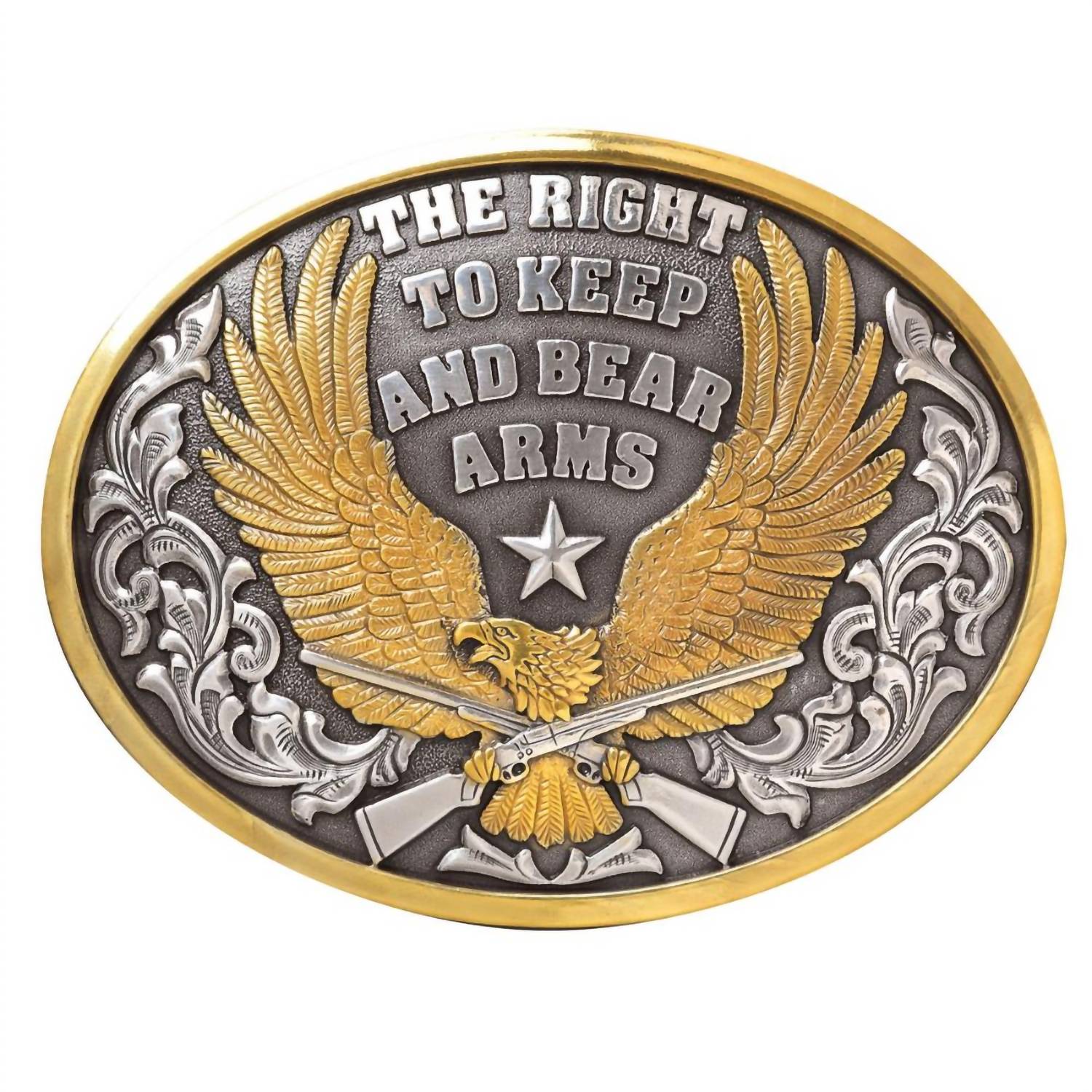Nocona Belt Co. Right To Bear Arms Belt Buckle in antique silver - men's accessory