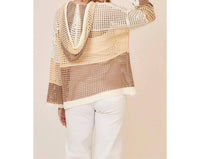 Cozy Co. - Open Knit Color Block Hoodie Sweater