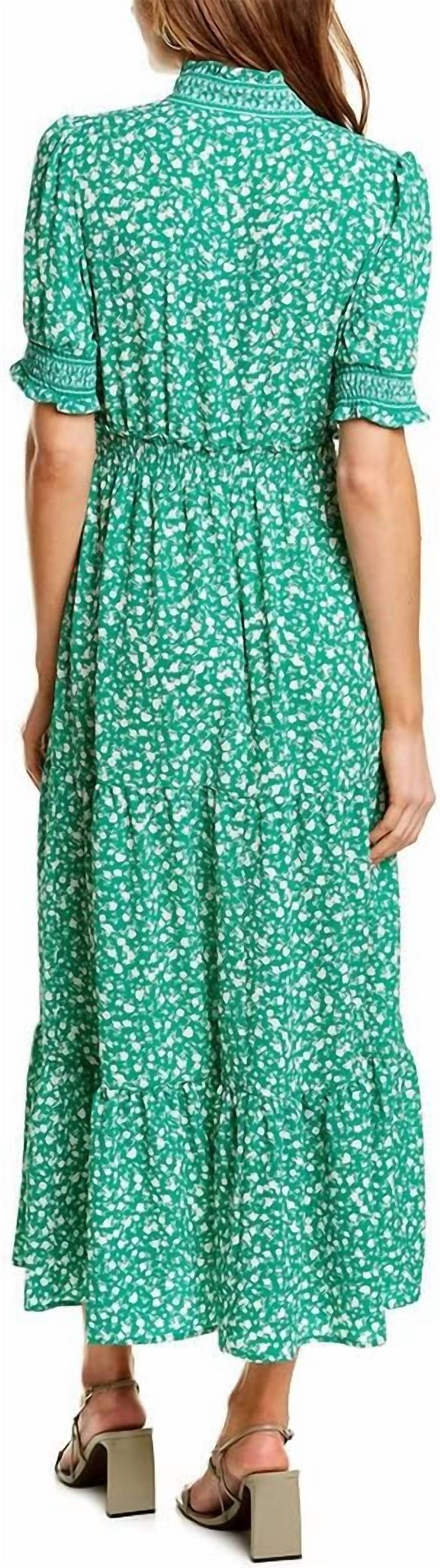 London Times - Floral Print Short Sleeve Ruffle Maxi Dress