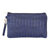 22TOTE Women's Straw Wristlet Clutch in navy blue - women's bag