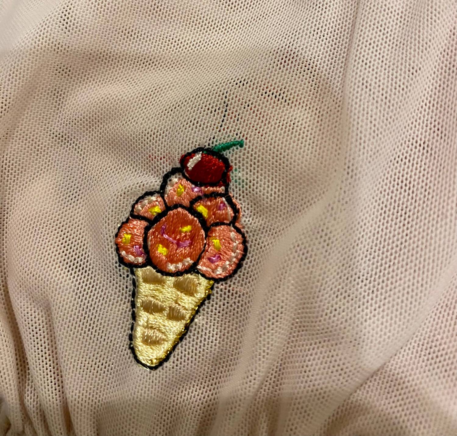Love & Swans - Women's Ice Cream Cone Embroidery Mesh Bralette