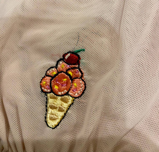 Love & Swans - Women's Ice Cream Cone Embroidery Mesh Bralette