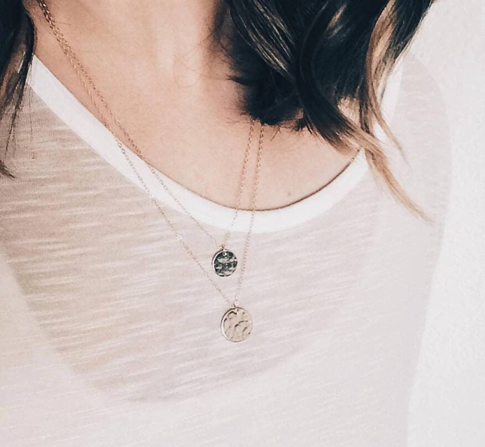 Barberry + Lace - Women's Hammered Disc Necklace