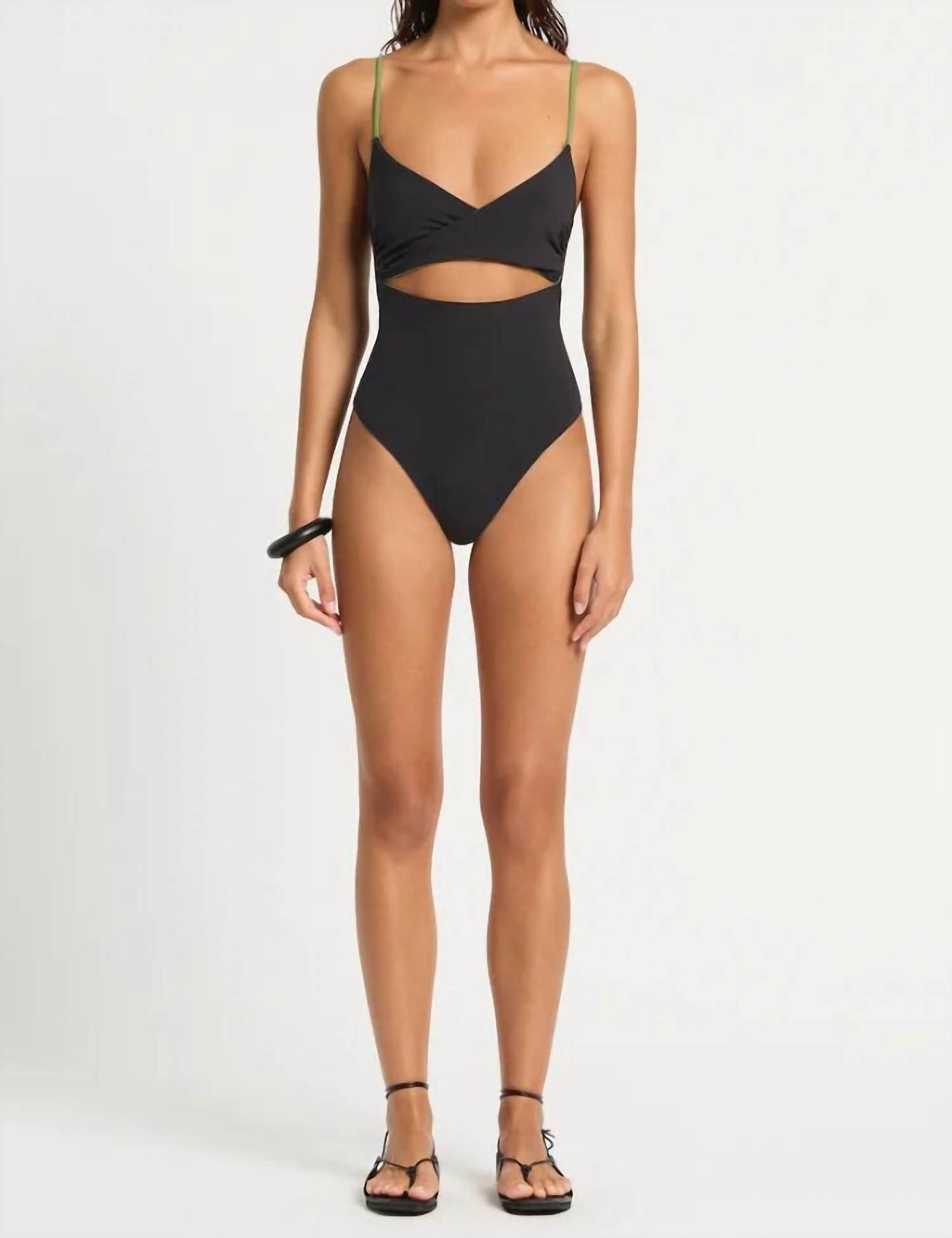 bond-eye Amira Reversible One Piece in martini black - women's swimwear - detail view