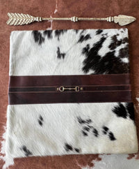 Equipage Snaffle Bit Cowhide Leather Pillow Cover #1 in brown white black - item - detail view