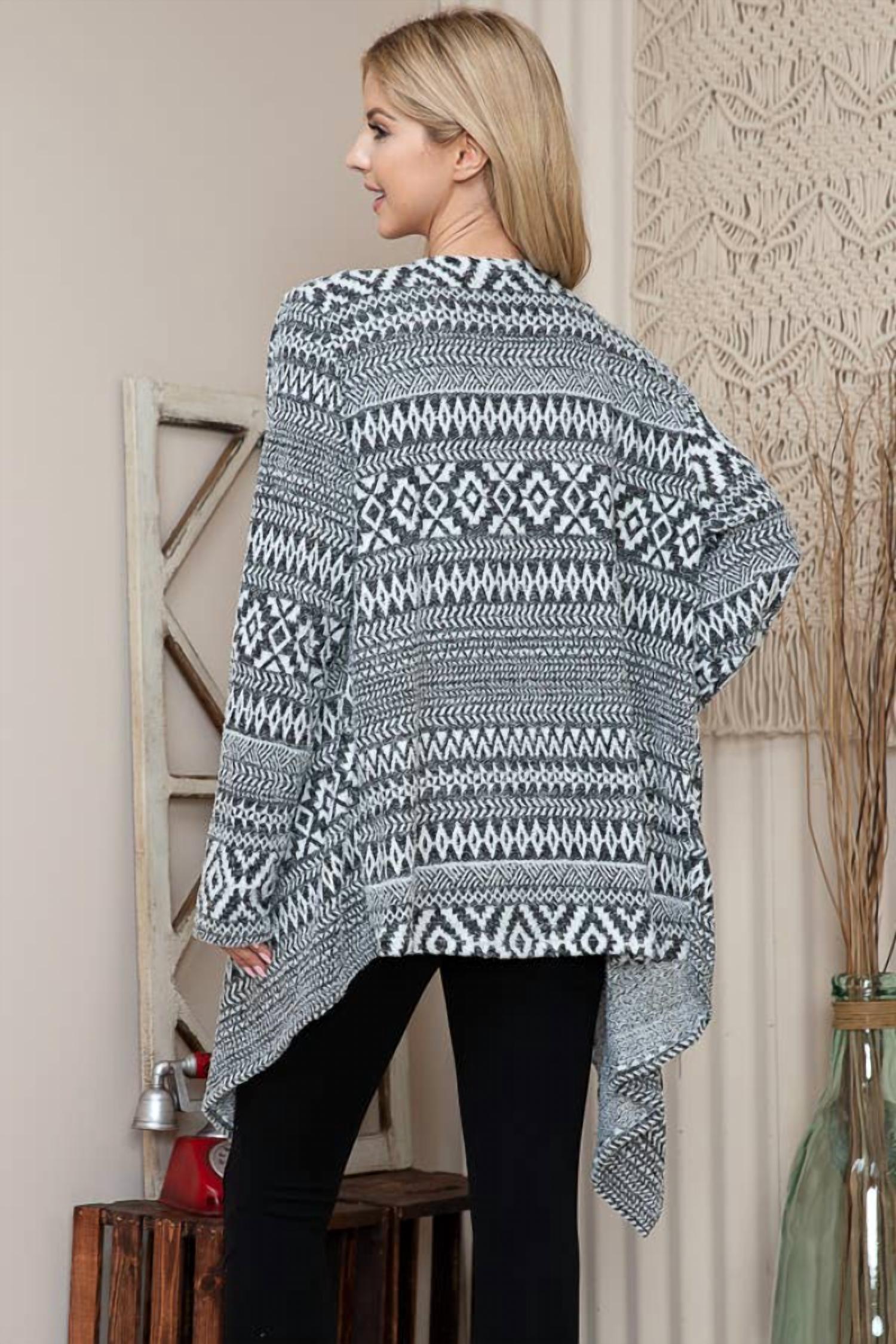 Haute Apparel - Aztec Print Open Cardigan