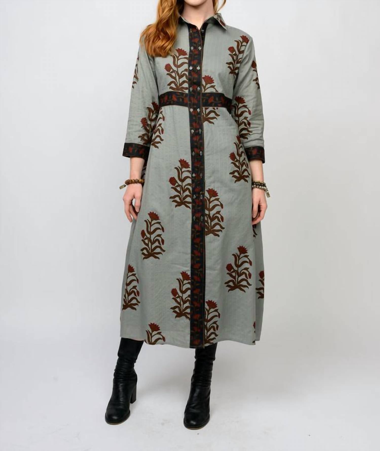 Ivy Jane - Double Button Bordered Maxi Dress