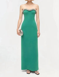 SIMKHAI Riona Embellished Bustier Gown in kelly green - women's dress